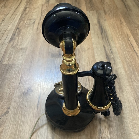 Vintage 1970's Deco-Tel Candlestick Telephone Black/Gold Tested Retro - Picture 4 of 8